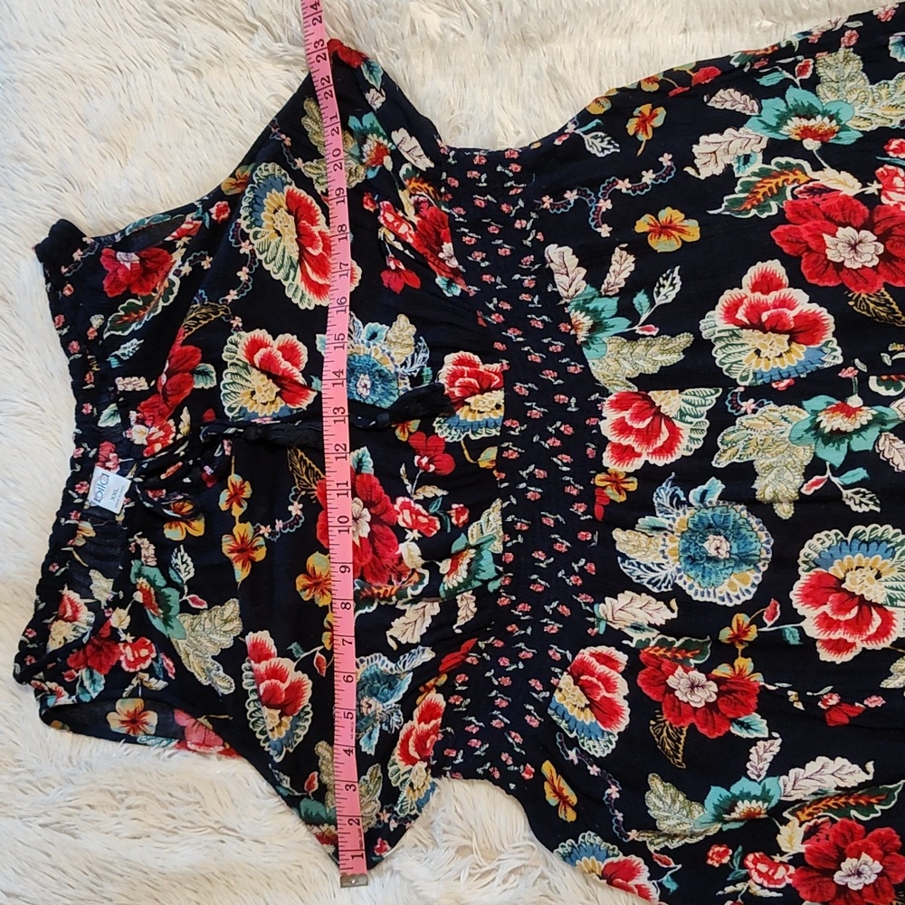 Bila Boho Sleeveless Fairycore Sundress Navy Mixed Floral Handkerchief Hem XXL - Picture 10 of 14